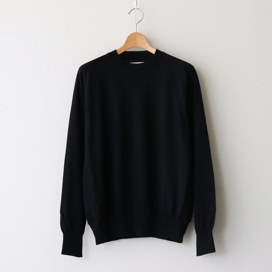 Wool Cashmere Silk Knit Crew Neck #Black [BHS24F021]