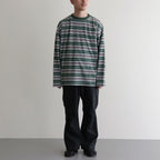 BORDER LS TOP #GREEN×NAVY [PMAR-CL02]