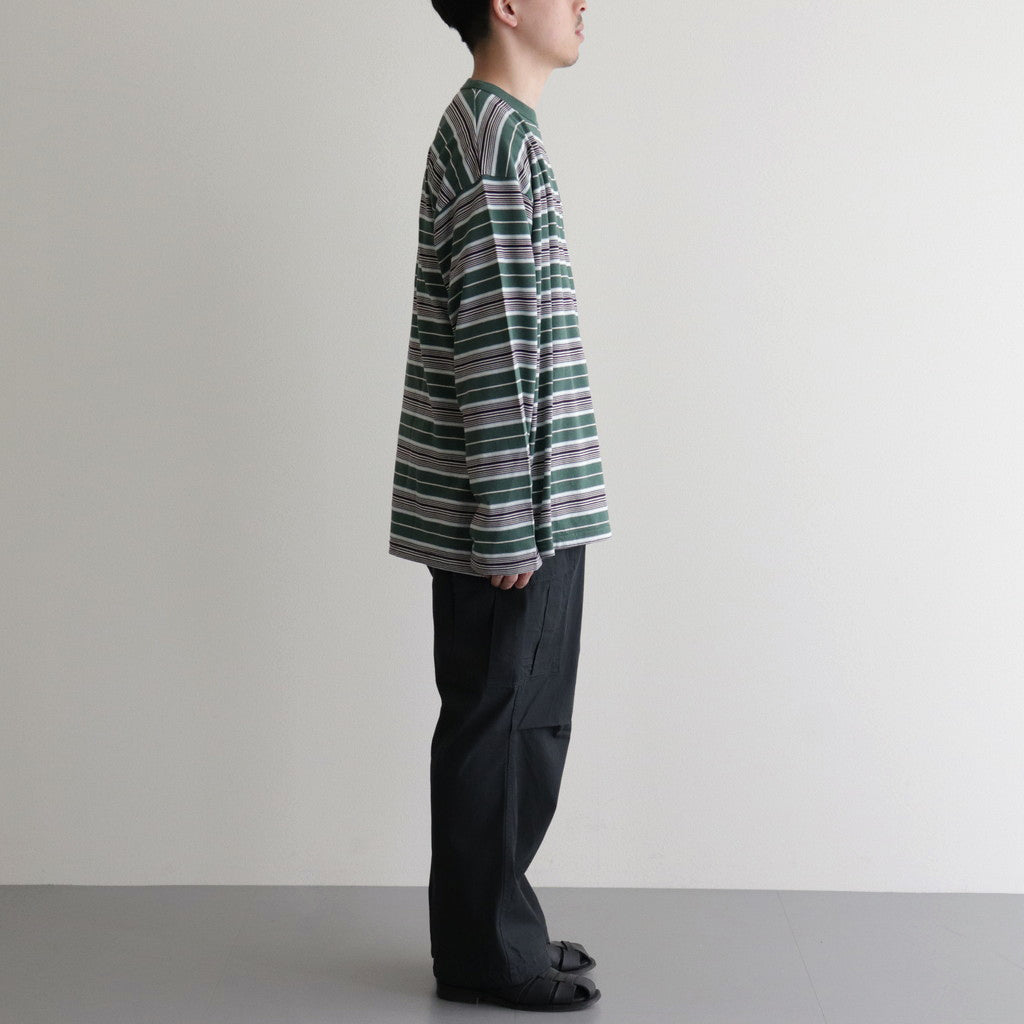 BORDER LS TOP #GREEN×NAVY [PMAR-CL02]