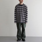 BORDER LS TOP #NAVY×BROWN [PMAR-CL02]