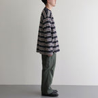 BORDER LS TOP #NAVY×BROWN [PMAR-CL02]