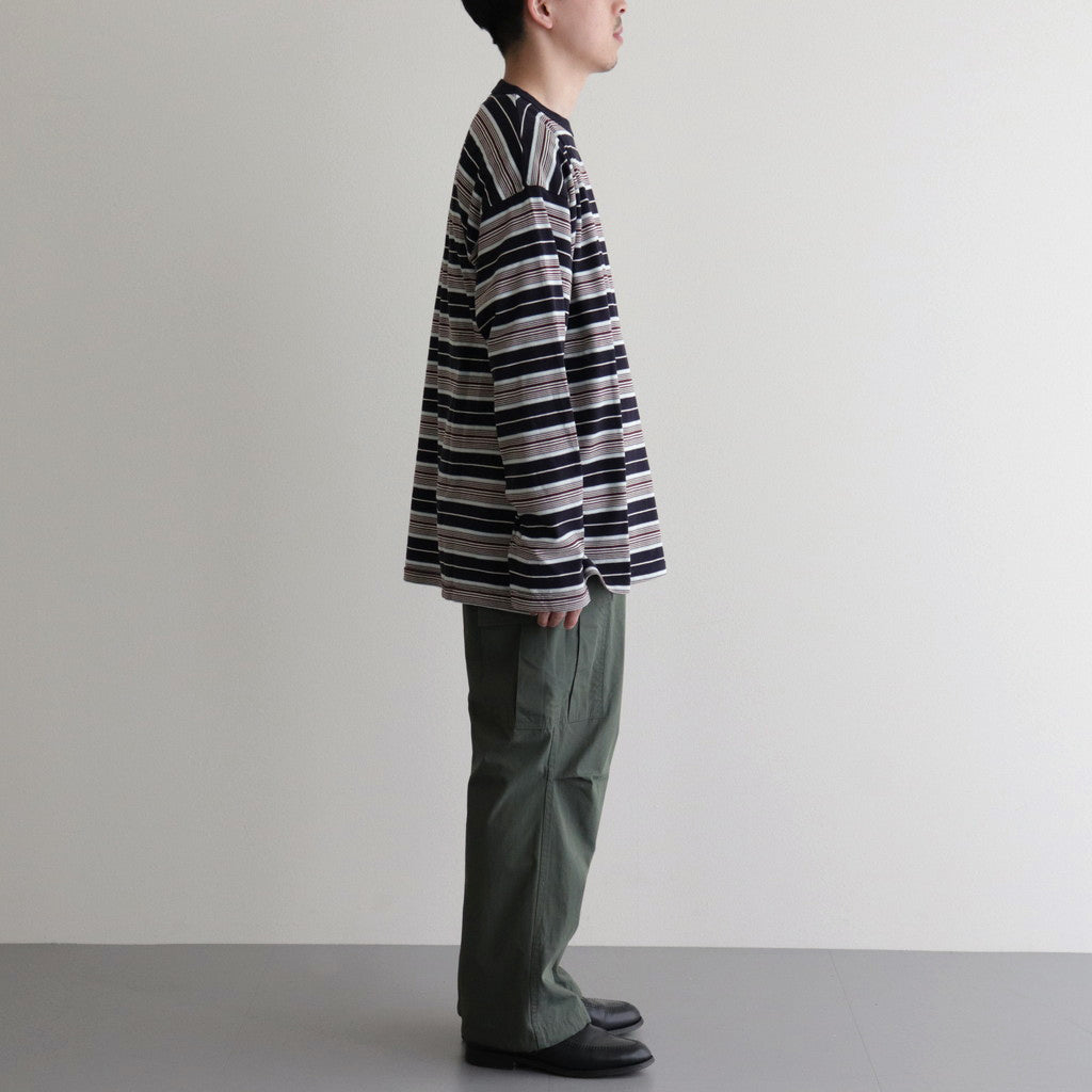 BORDER LS TOP #NAVY×BROWN [PMAR-CL02]