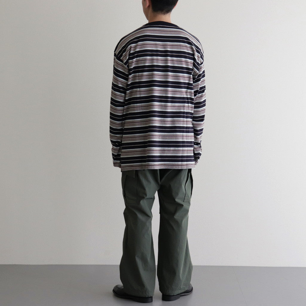 BORDER LS TOP #NAVY×BROWN [PMAR-CL02]