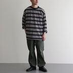 BORDER LS TOP #NAVY×BROWN [PMAR-CL02]