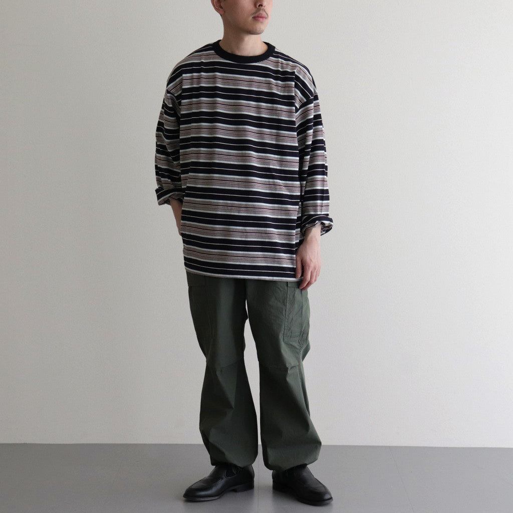 BORDER LS TOP #NAVY×BROWN [PMAR-CL02]