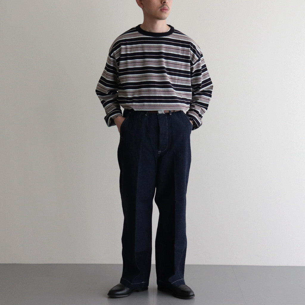 BORDER LS TOP #NAVY×BROWN [PMAR-CL02]