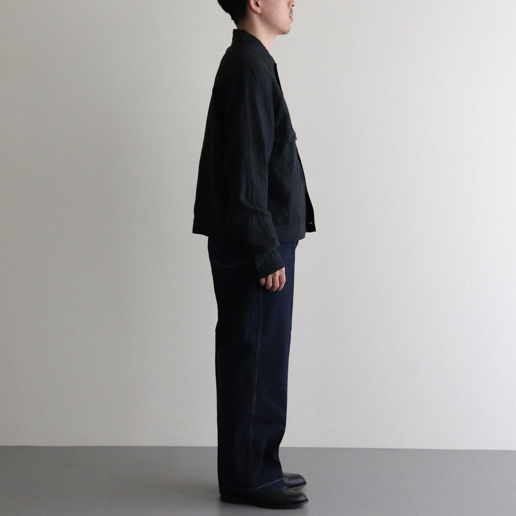 TRUCKER SHIRT-LINEN GARMENT DYE #INK BLACK [SH-LVND-004]