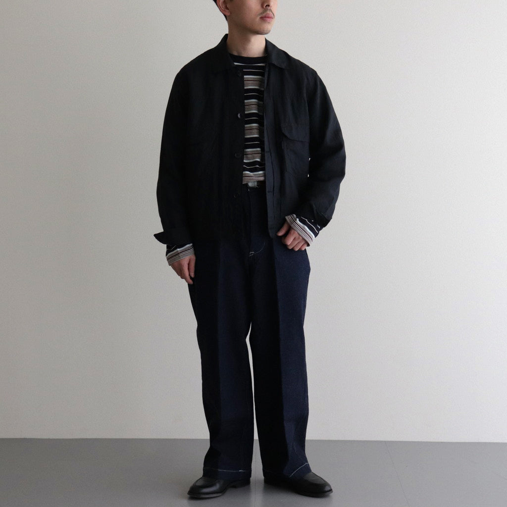 TRUCKER SHIRT-LINEN GARMENT DYE #INK BLACK [SH-LVND-004]