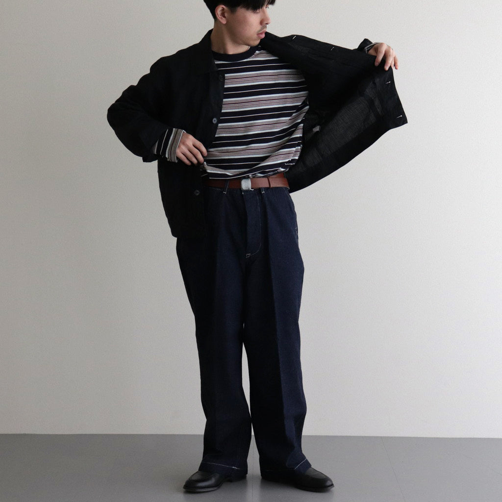 TRUCKER SHIRT-LINEN GARMENT DYE #INK BLACK [SH-LVND-004]