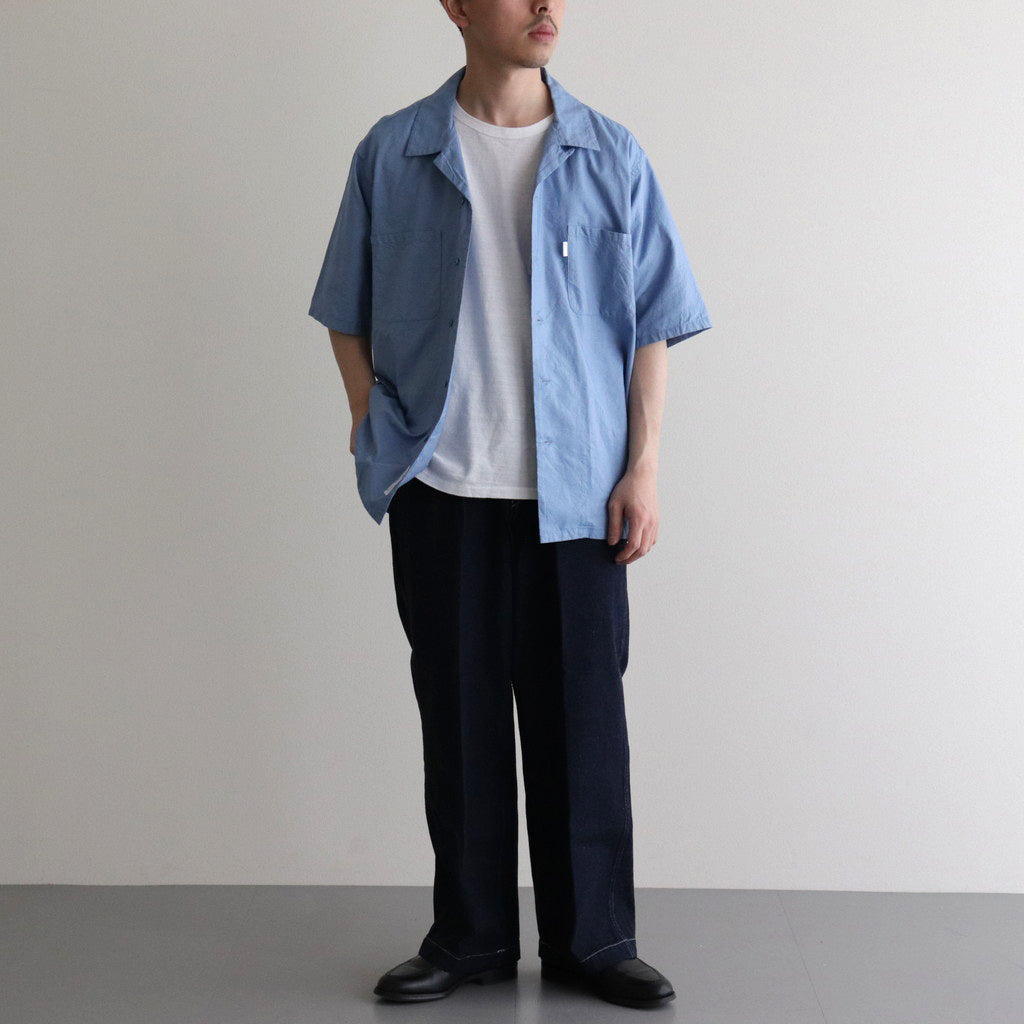 SHORT SLEEVE OPEN COLLAR SHIRT #BLUE [SH-WLRS-003] – Diffusion