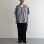 SHORT SLEEVE OPEN COLLAR SHIRT #BLACK STRIPE [SH-WLRS-005]