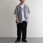 SHORT SLEEVE OPEN COLLAR SHIRT #BLACK STRIPE [SH-WLRS-005]