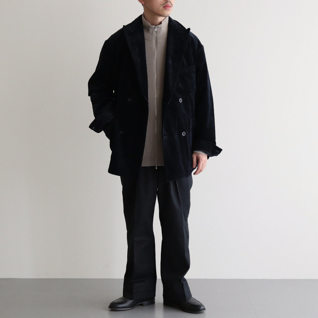 CORDUROY DOUBLE-BREASTED JACKET #GRAYISH NAVY [PMAQ-SJ04]