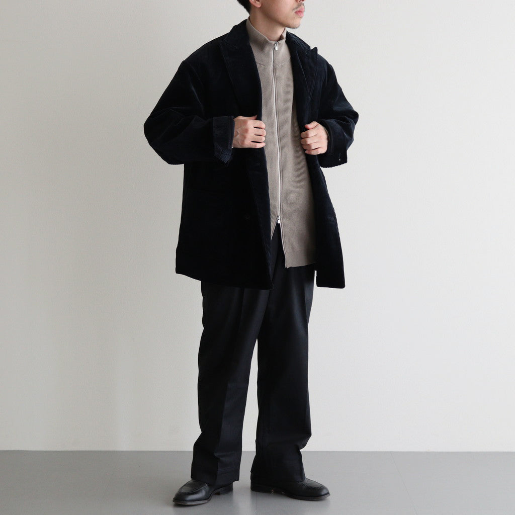 CORDUROY DOUBLE-BREASTED JACKET #GRAYISH NAVY [PMAQ-SJ04]