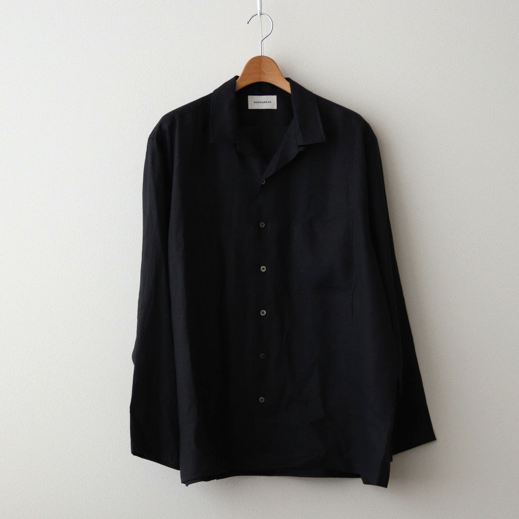 HEMP SHIRTING OPEN COLLAR SHIRT L/S #BLACK [A24A-16SH01C]