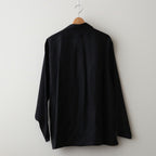 HEMP SHIRTING OPEN COLLAR SHIRT L/S #BLACK [A24A-16SH01C]