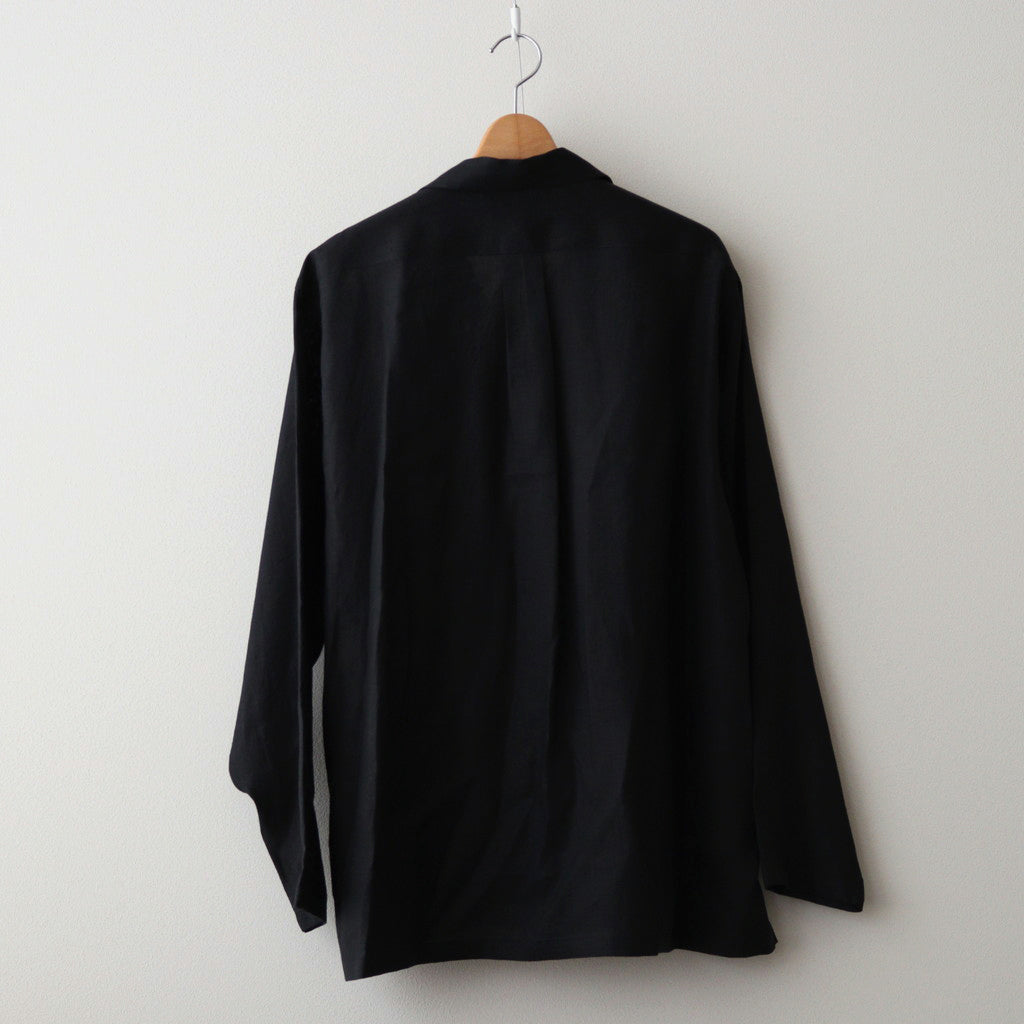 HEMP SHIRTING OPEN COLLAR SHIRT L/S #BLACK [A24A-16SH01C]