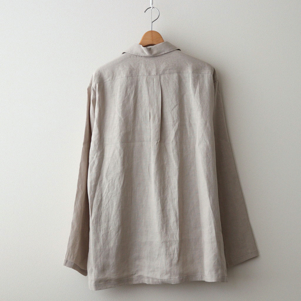 HEMP SHIRTING OPEN COLLAR SHIRT L/S #TAUPE [A24A-16SH01C]