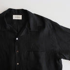 HEMP SHIRTING OPEN COLLAR SHIRT L/S #BLACK [A24A-16SH01C]