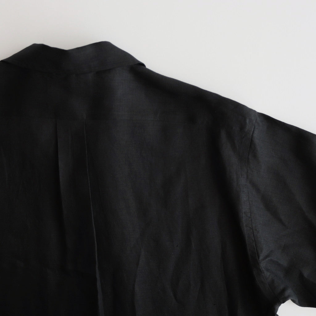 HEMP SHIRTING OPEN COLLAR SHIRT L/S #BLACK [A24A-16SH01C]
