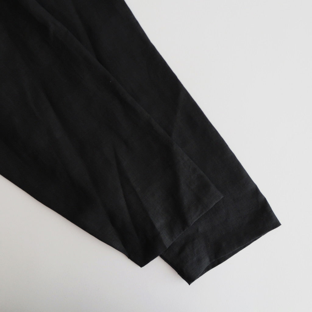 HEMP SHIRTING OPEN COLLAR SHIRT L/S #BLACK [A24A-16SH01C