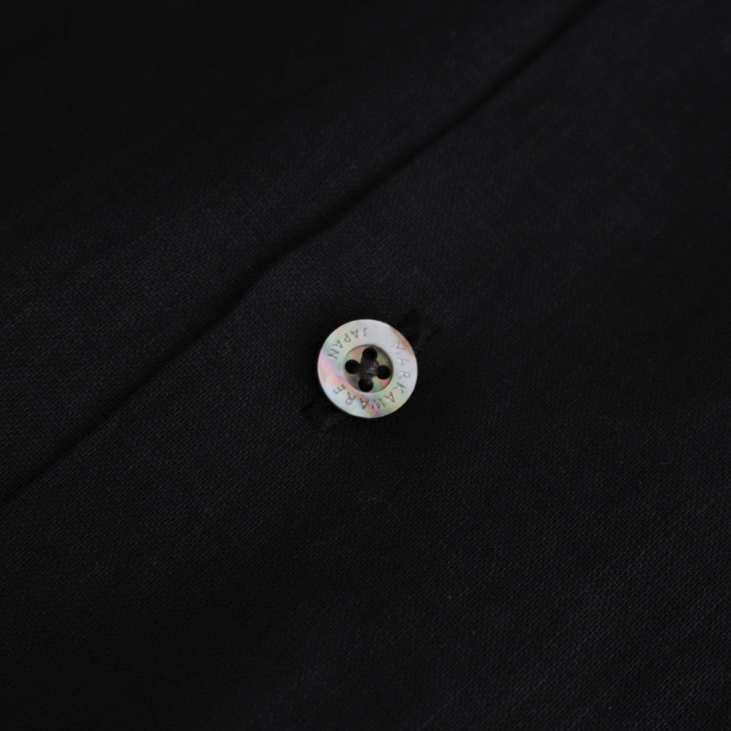 HEMP SHIRTING OPEN COLLAR SHIRT L/S #BLACK [A24A-16SH01C]