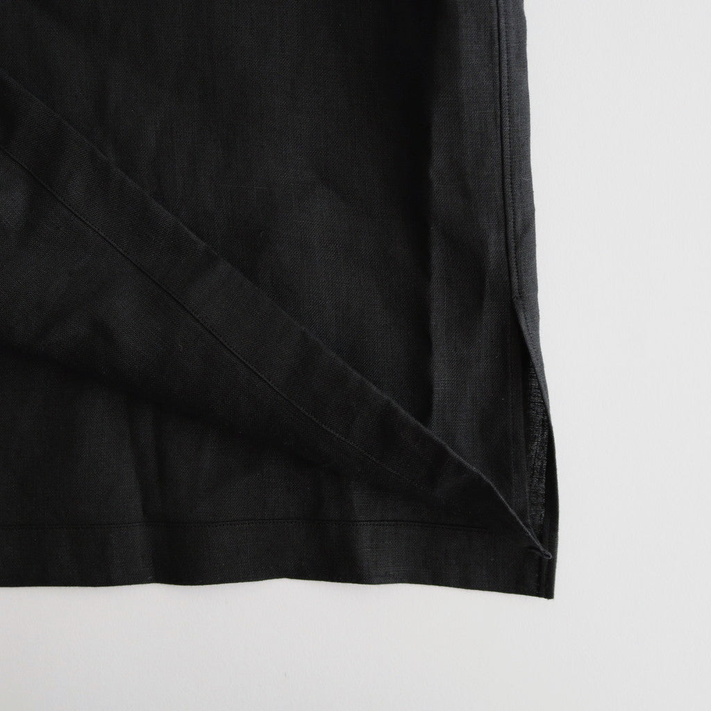 HEMP SHIRTING OPEN COLLAR SHIRT L/S #BLACK [A24A-16SH01C]