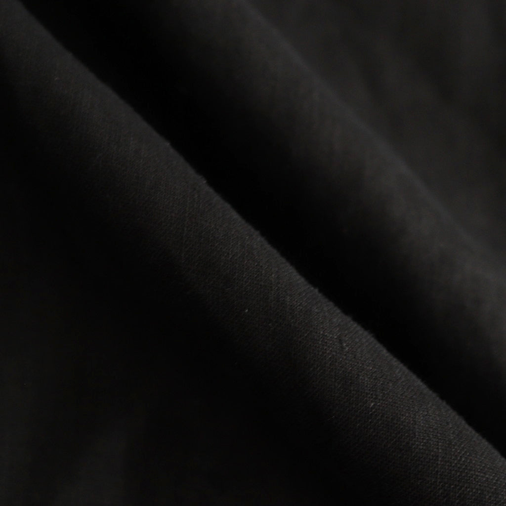 HEMP SHIRTING OPEN COLLAR SHIRT L/S #BLACK [A24A-16SH01C]