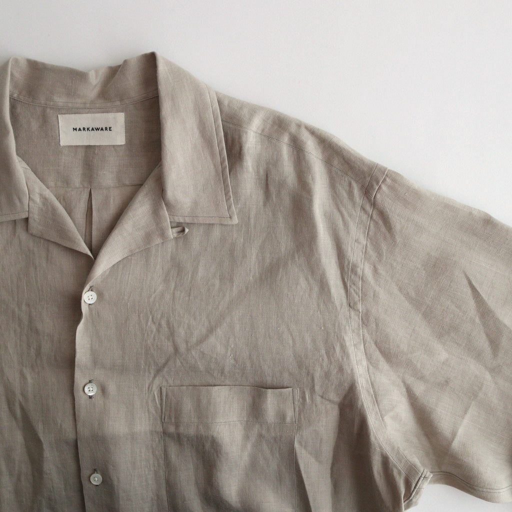 HEMP SHIRTING OPEN COLLAR SHIRT L/S #TAUPE [A24A-16SH01C]