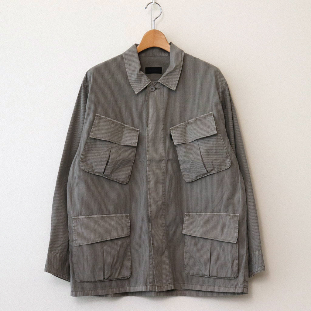 FATIGUE SHIRT-GARMENT DYE #GREY STRIPE [SH-FTGJ-005]