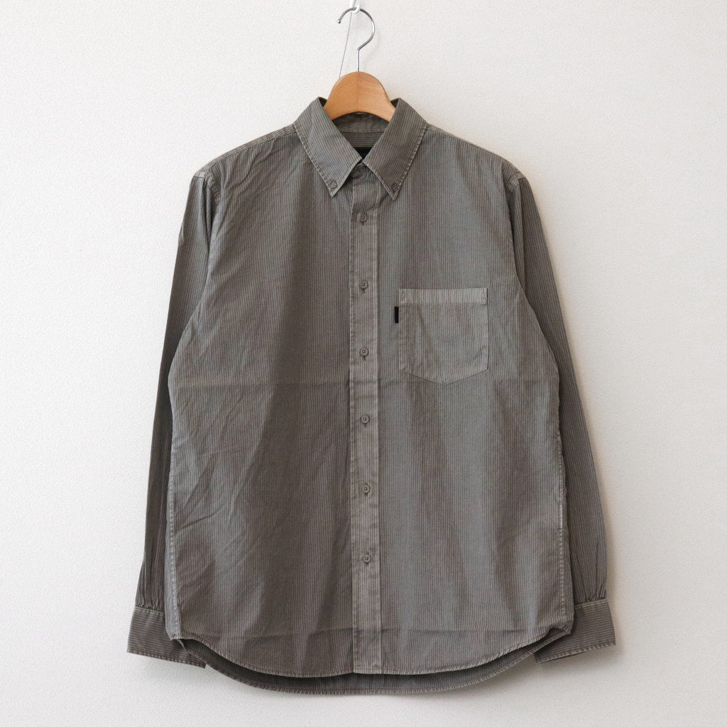 BUTTON DOWN SHIRT-GARMENT DYE #GREY STRIPE [SH-BRKS-005]