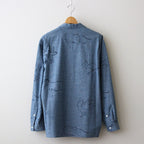 ORIGINAL PRINTED OPEN COLLAR SHIRTS(DRAWING)Long-sleeve #INDIGO [241OJ-SH03]