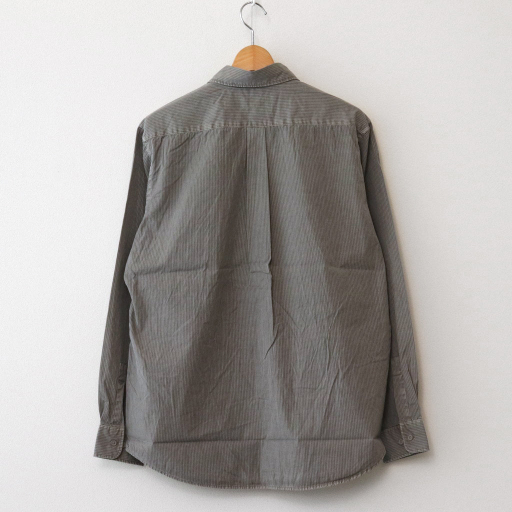BUTTON DOWN SHIRT-GARMENT DYE #GREY STRIPE [SH-BRKS-005]