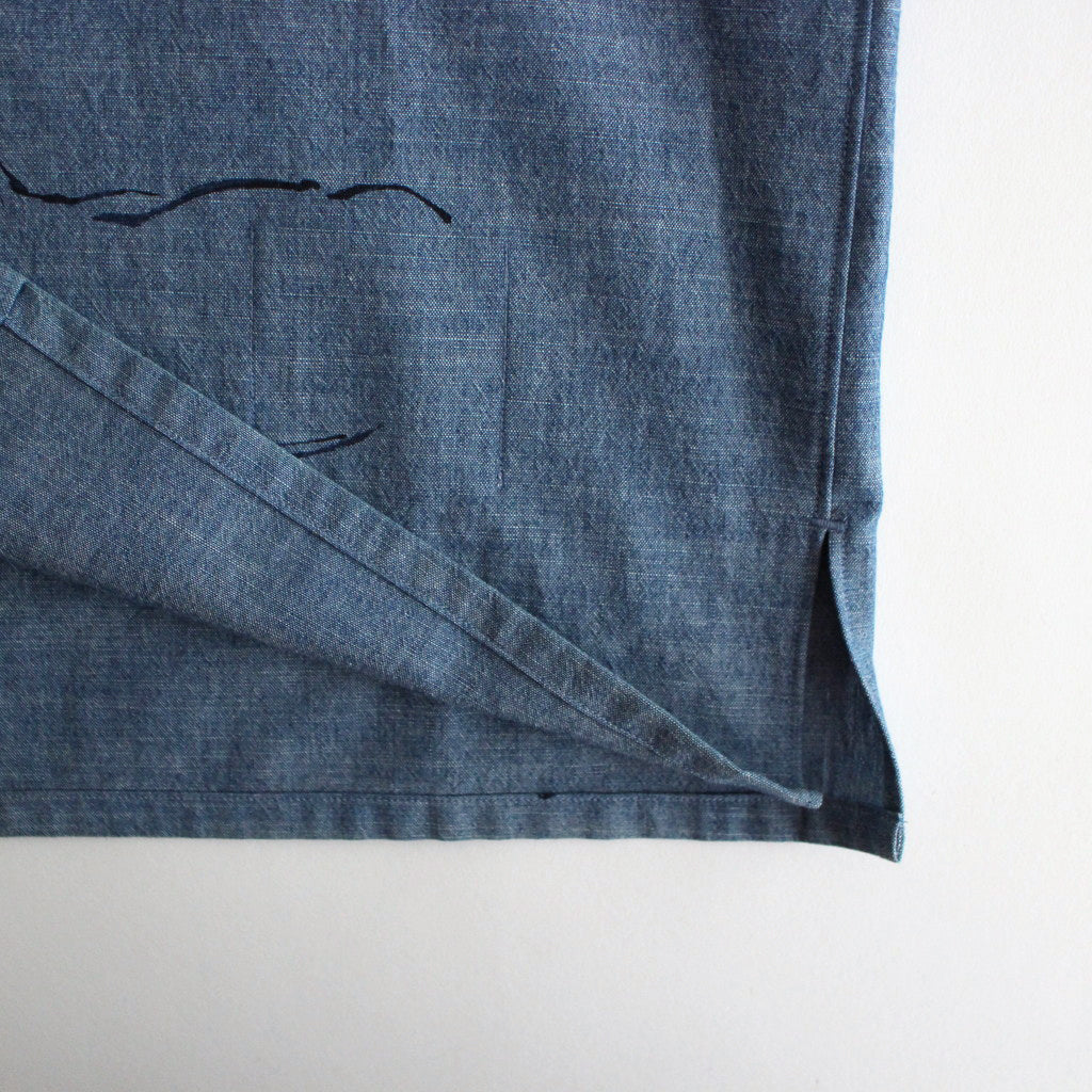 ORIGINAL PRINTED OPEN COLLAR SHIRTS(DRAWING)Long-sleeve #INDIGO [241OJ-SH03]