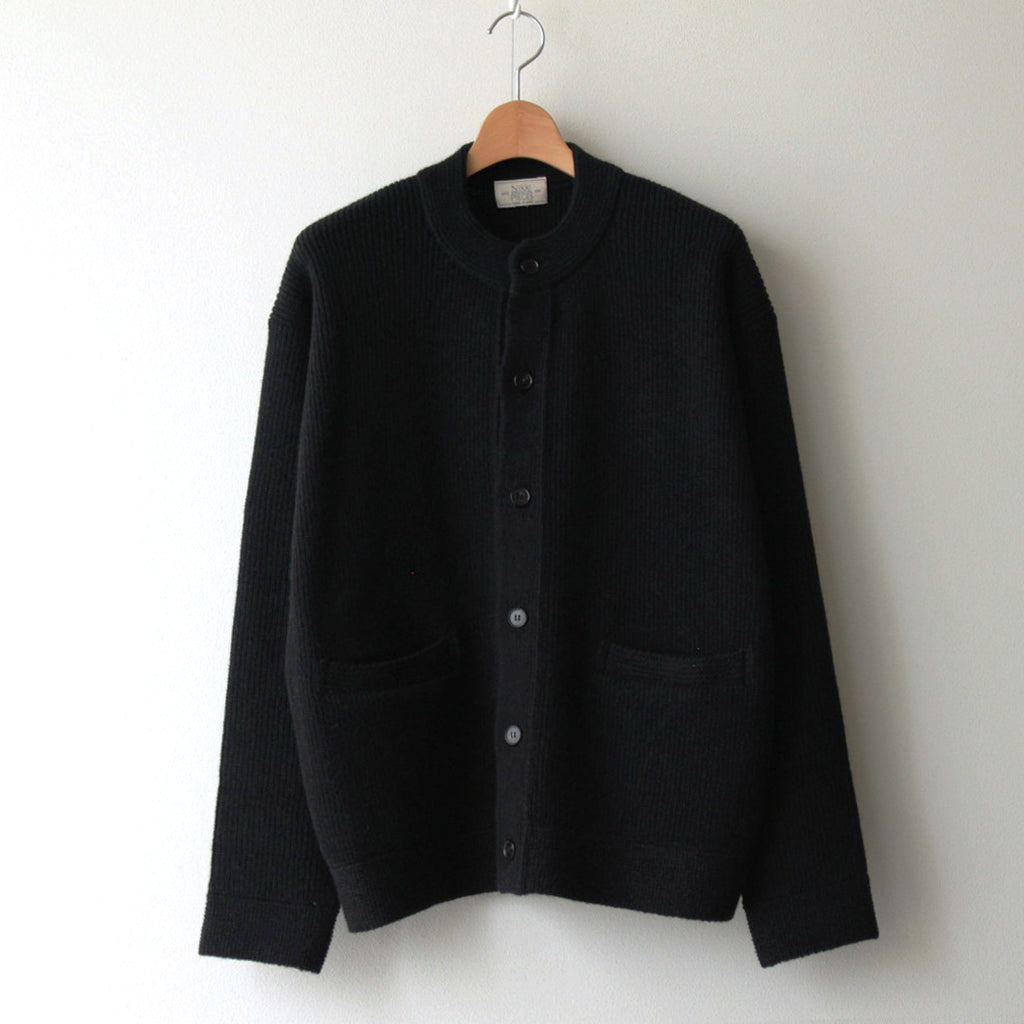 All-yak crewneck cardigan #Black×Navy [2023-N06]