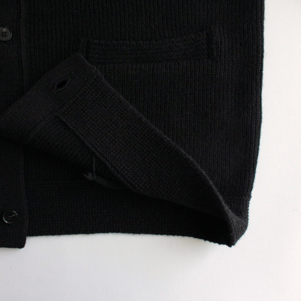 All-yak crewneck cardigan #Black×Navy [2023-N06]