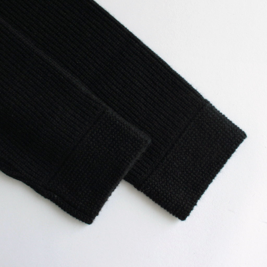 All-yak crewneck cardigan #Black×Navy [2023-N06]