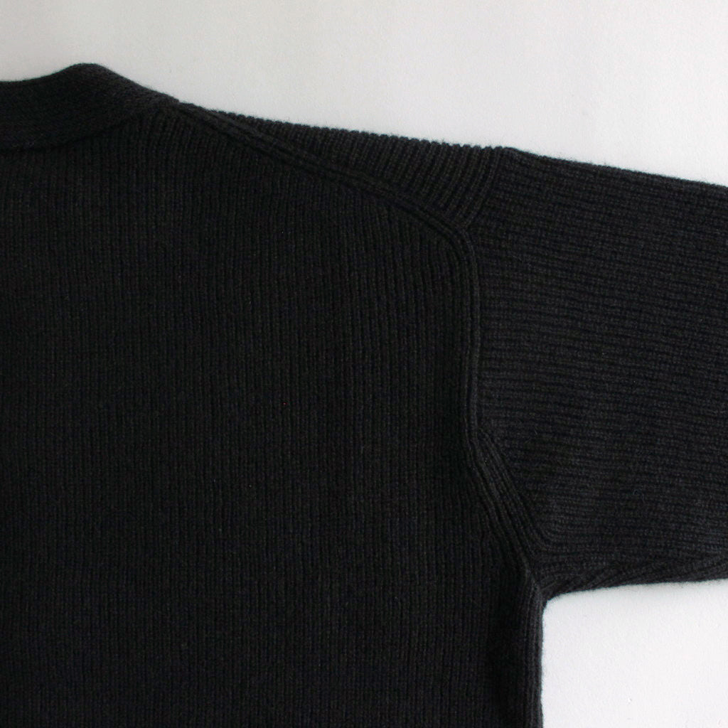 All-yak crewneck cardigan #Black×Navy [2023-N06]