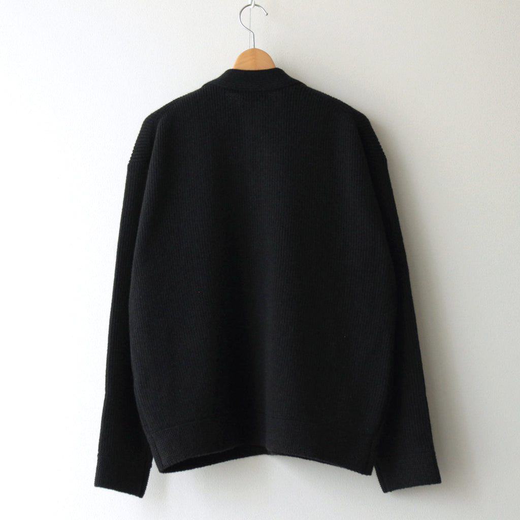All-yak crewneck cardigan #Black×Navy [2023-N06]