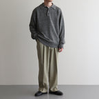 WASHED HIGH COUNT LINEN POLO #GRAY [BN-25SM-023]