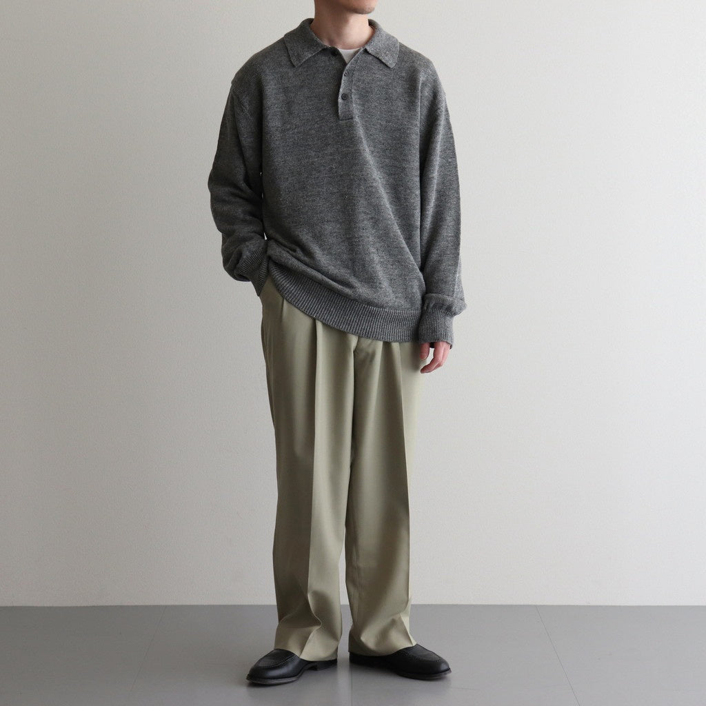 WASHED HIGH COUNT LINEN POLO #GRAY [BN-25SM-023]