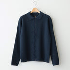 SOLID WOOL RIB POLO ZIP UP CARDIGAN #DARK GREEN×NAVY [BN-25FM-044]