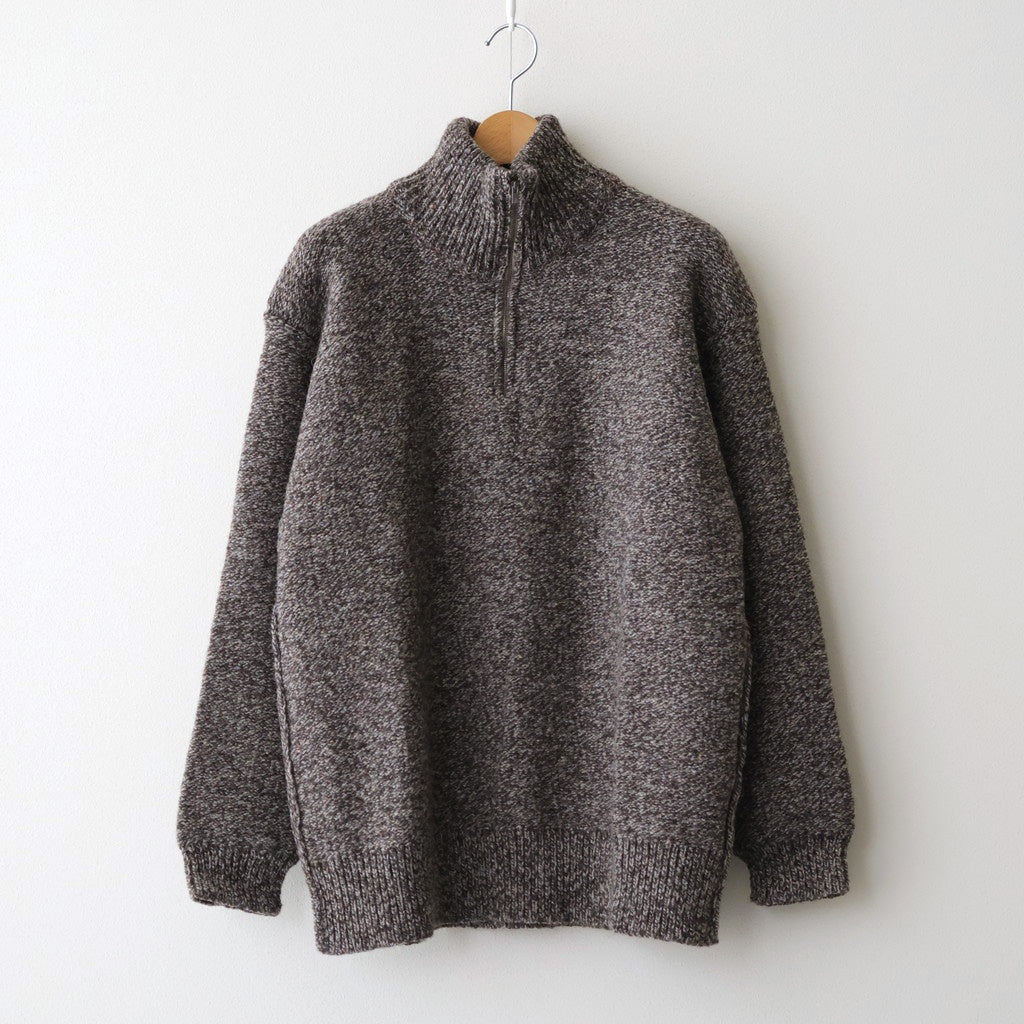 British Wool Half Zip Knit Made by macalastair #Light Graphite×Gritstone [6033-1301]