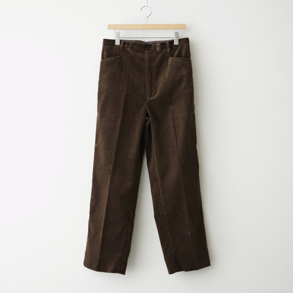 MIXED-WALE CORDUROY NOTUCK SLACKS #BROWN [26W-BIS-PT15]