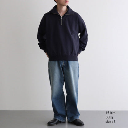 ORGANIC COTTON BLEND HEAVY WEIGHT FLEECE HALF ZIP #NAVY [16542 66326]