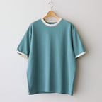 Co/Silk Nep Ringer Tee #DustTurquoise-BODY×Ivory [BHS25S039]