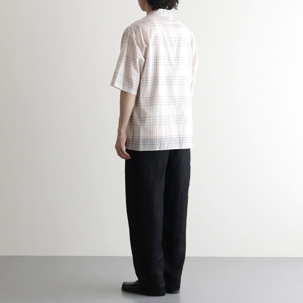 OPEN COLLAR S/S SHIRT #IVORY CHECK [M26A18SH02B]