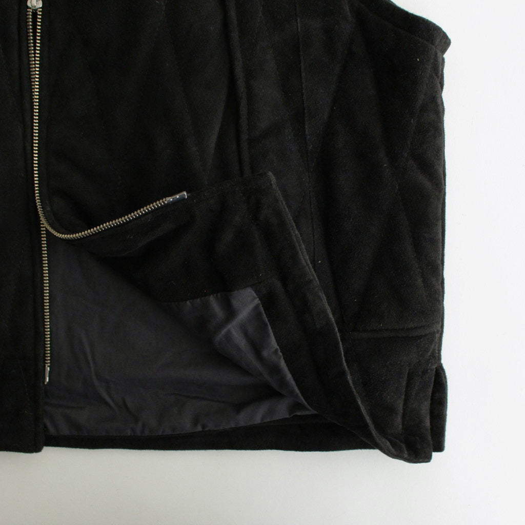 QUILTED VEST #BLACK [V-08-C-SUEDE-2]