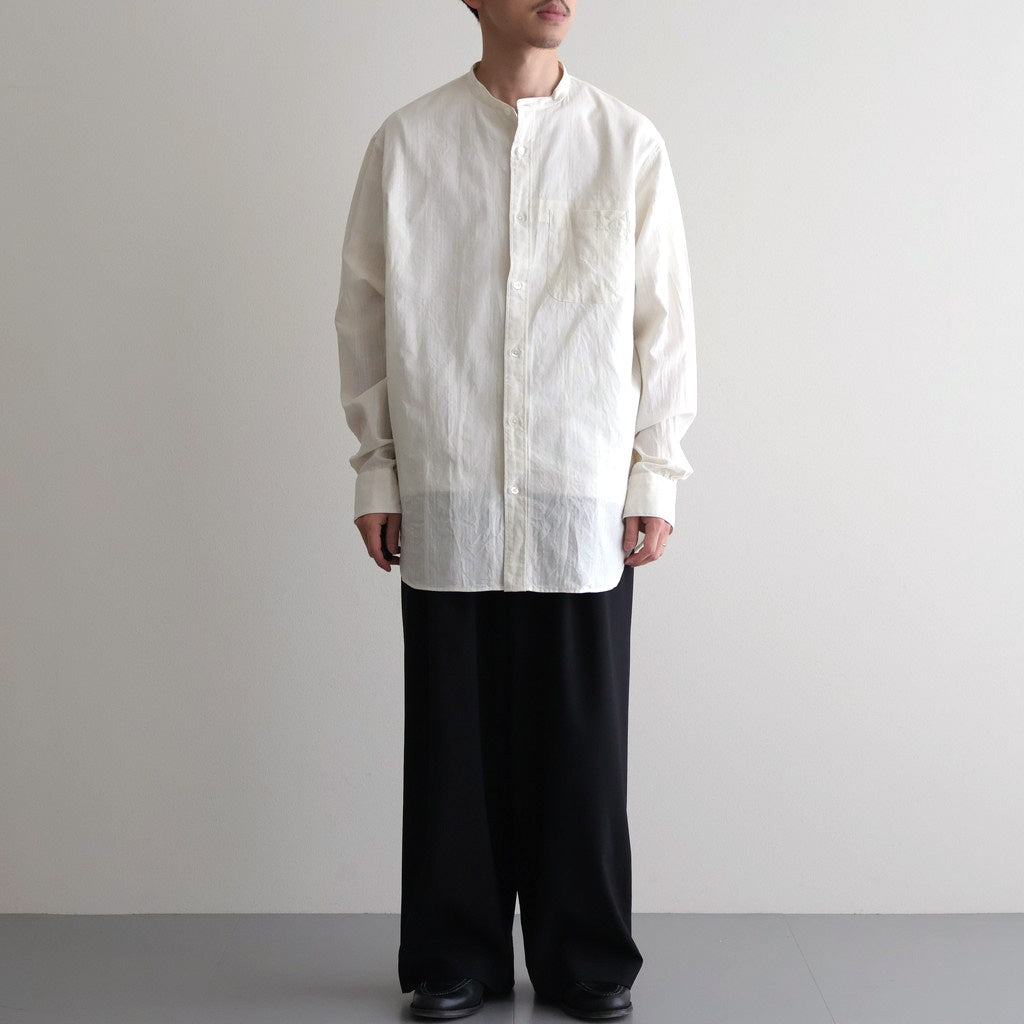 Grandad Collar Dobby Stripe Shirt #Off White [6061-1103]