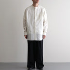Grandad Collar Dobby Stripe Shirt #Off White [6061-1103]
